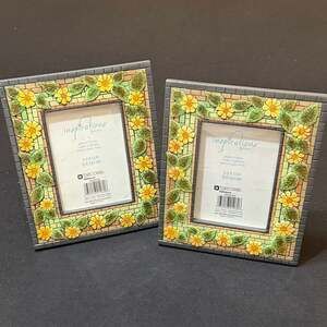 Set of 2 Decorel Inspirations Sunflower Mosaic Photo Frames 3.5x5